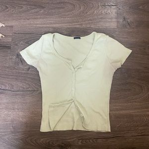 BRANDY LIGHT GREEN BUTTON DOWN TOP